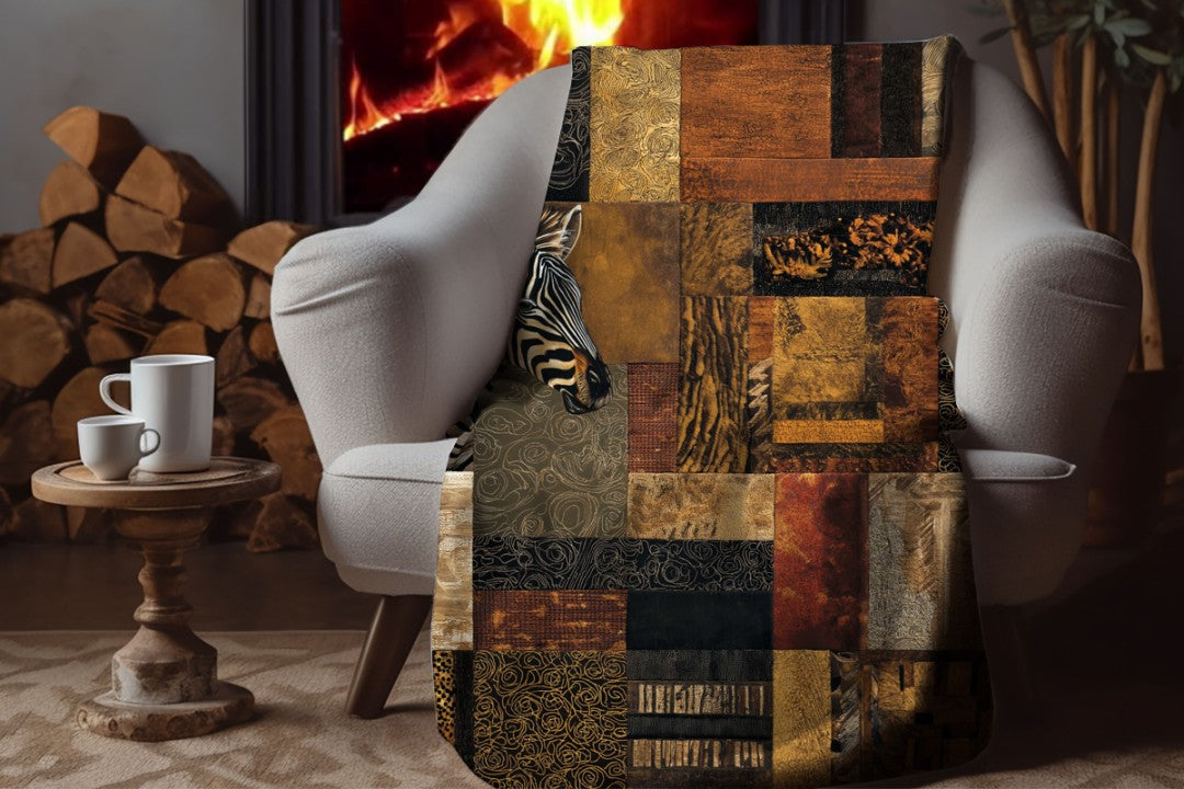 Zebra Sherpa Throw Blanket Abstract Safari Art