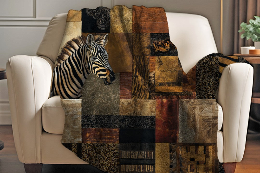 Zebra Sherpa Throw Blanket Abstract Safari Art