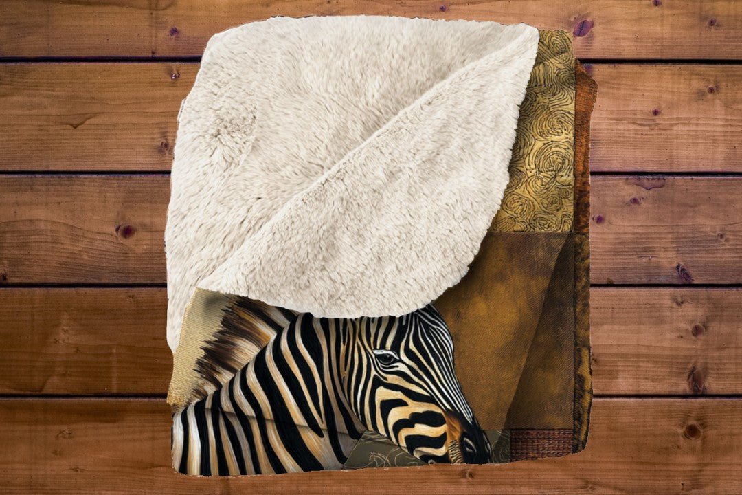 Zebra Sherpa Throw Blanket Abstract Safari Art