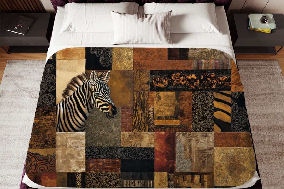 Zebra Sherpa Throw Blanket Abstract Safari Art