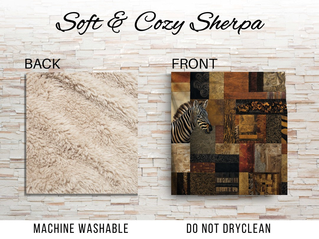 Zebra Sherpa Throw Blanket Abstract Safari Art