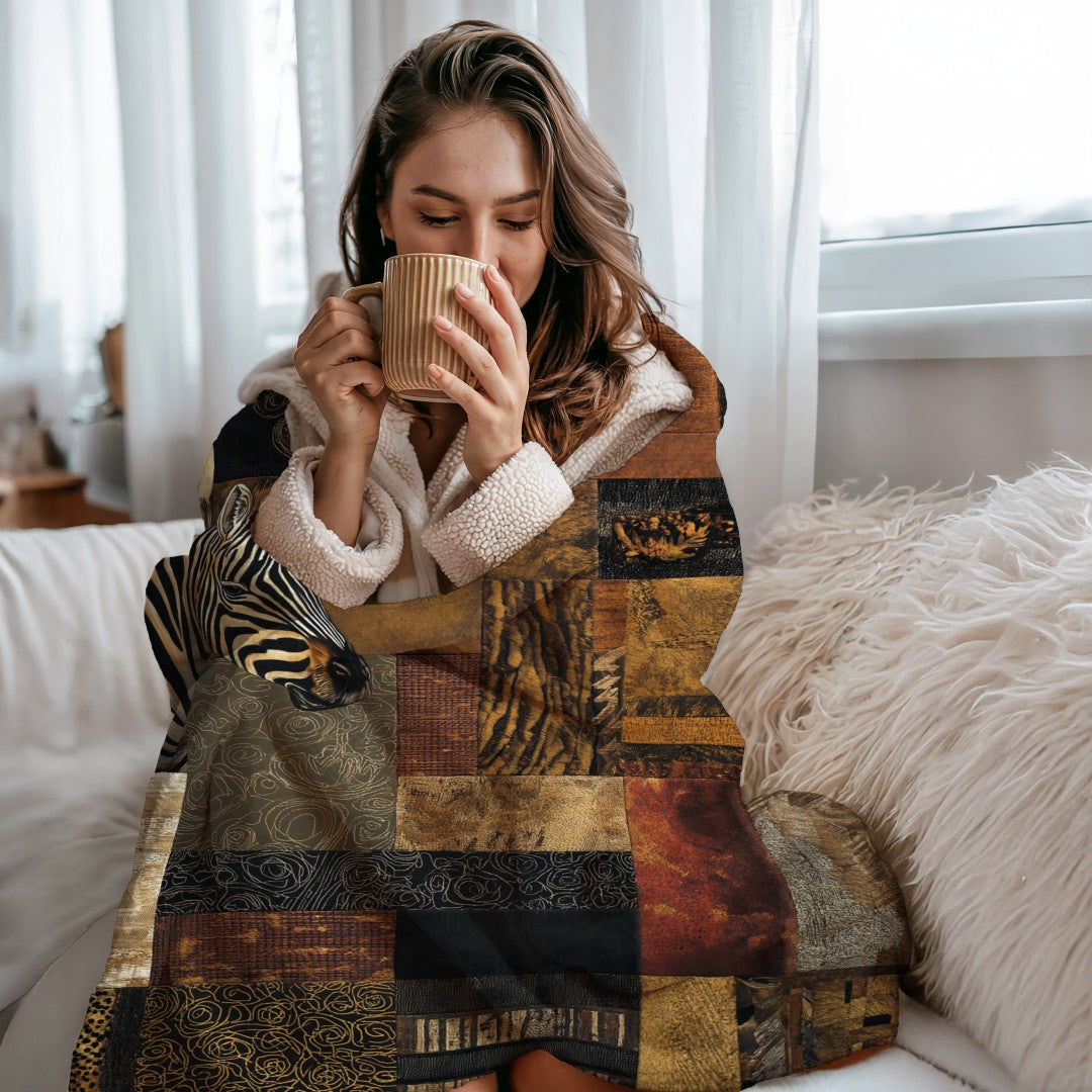 Zebra Sherpa Throw Blanket Abstract Safari Art