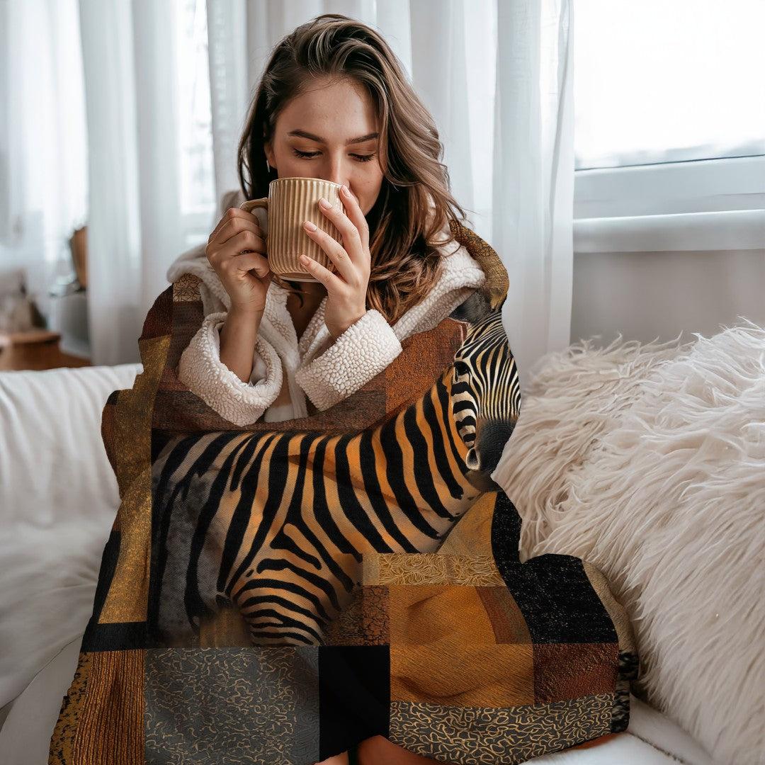 Zebra Sherpa Throw Blanket Abstract Safari Art