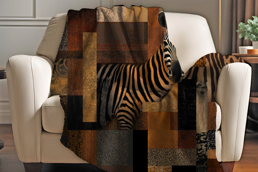 Zebra Sherpa Throw Blanket Abstract Safari Art