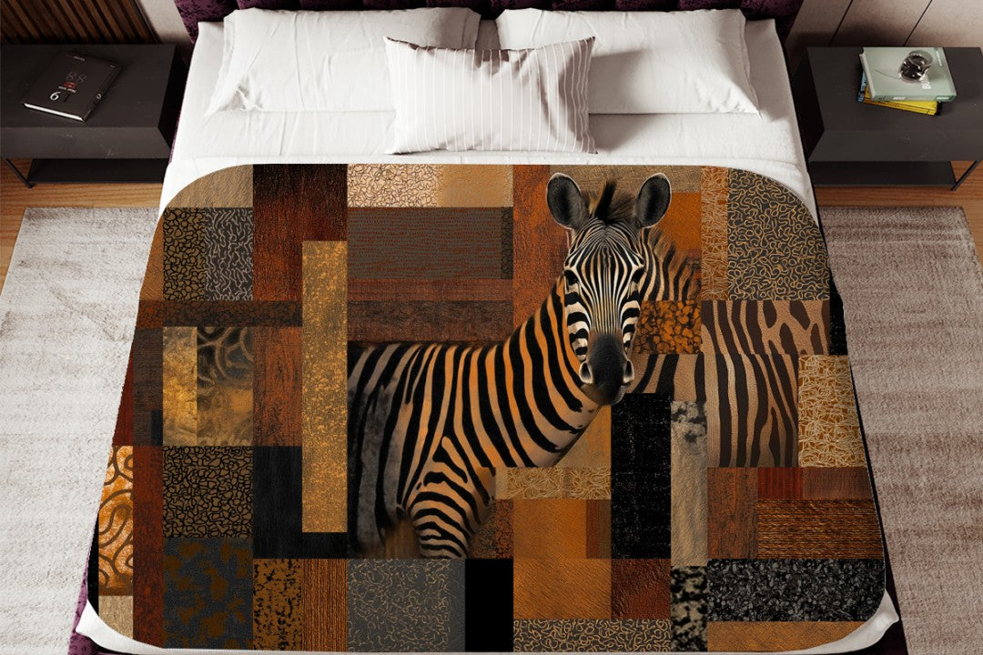Zebra Sherpa Throw Blanket Abstract Safari Art