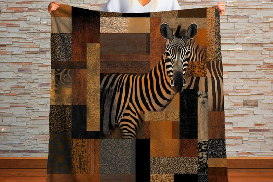 Zebra Sherpa Throw Blanket Abstract Safari Art