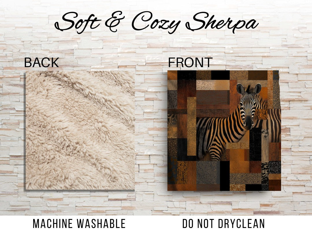 Zebra Sherpa Throw Blanket Abstract Safari Art