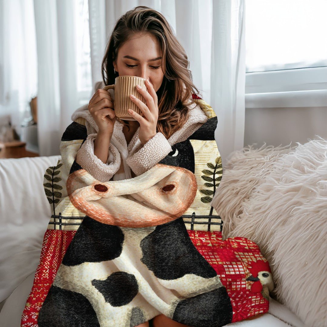 Farm Cow Sherpa Throw Blanket Barn Farmhouse theme Decor