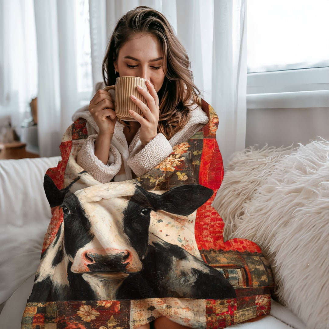 Farm Cow Sherpa Throw Blanket Barn Farmhouse theme Decor