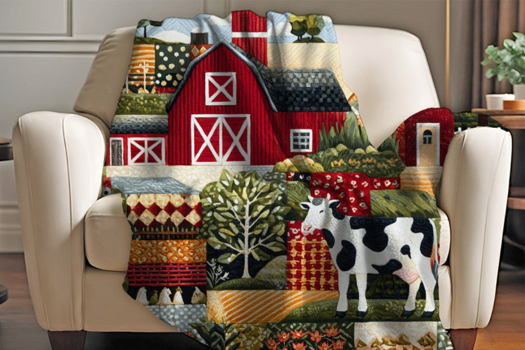 Farm Cow Sherpa Throw Blanket Barn Farmhouse theme Decor