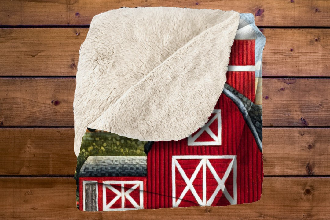 Farm Cow Sherpa Throw Blanket Barn Farmhouse theme Decor