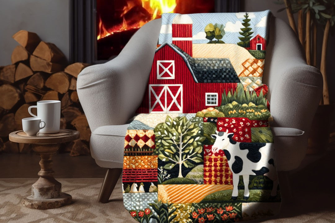 Farm Cow Sherpa Throw Blanket Barn Farmhouse theme Decor
