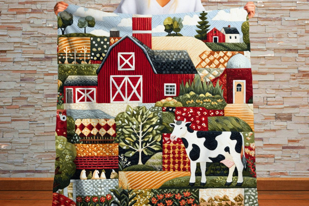 Farm Cow Sherpa Throw Blanket Barn Farmhouse theme Decor