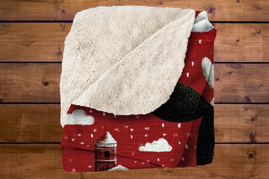 Farm Cow Sherpa Throw Blanket Barn Farmhouse theme Decor
