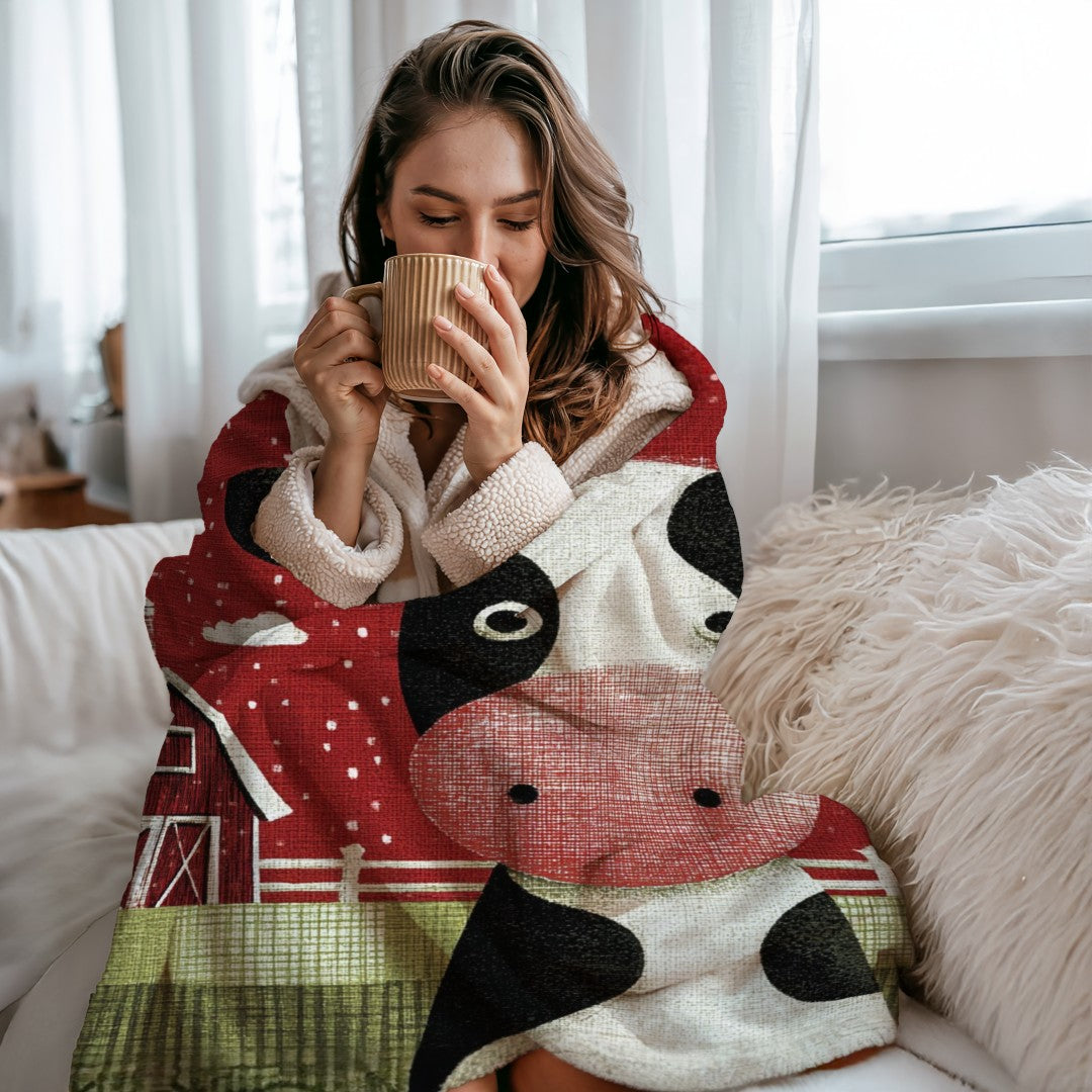 Farm Cow Sherpa Throw Blanket Barn Farmhouse theme Decor