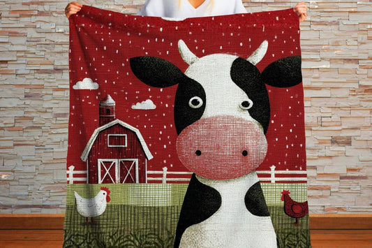 Farm Cow Sherpa Throw Blanket Barn Farmhouse theme Decor