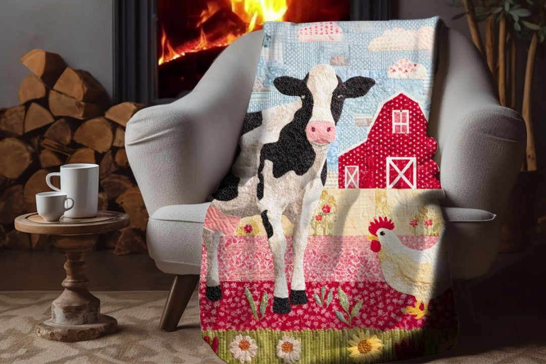 Farm Cow Sherpa Throw Blanket Barn Farmhouse theme Decor