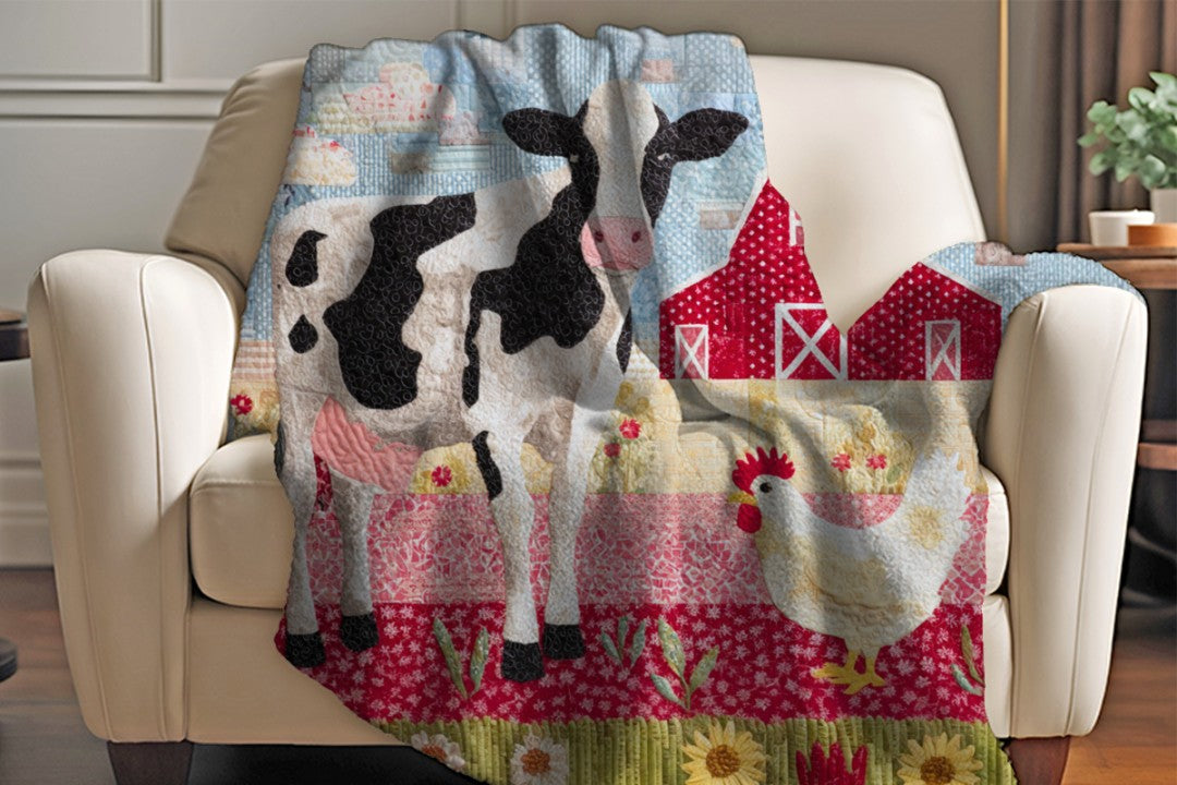 Farm Cow Sherpa Throw Blanket Barn Farmhouse theme Decor