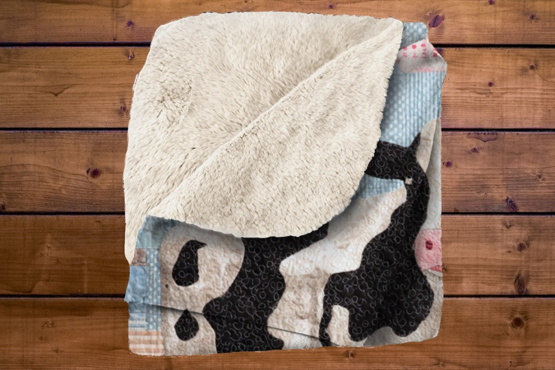Farm Cow Sherpa Throw Blanket Barn Farmhouse theme Decor