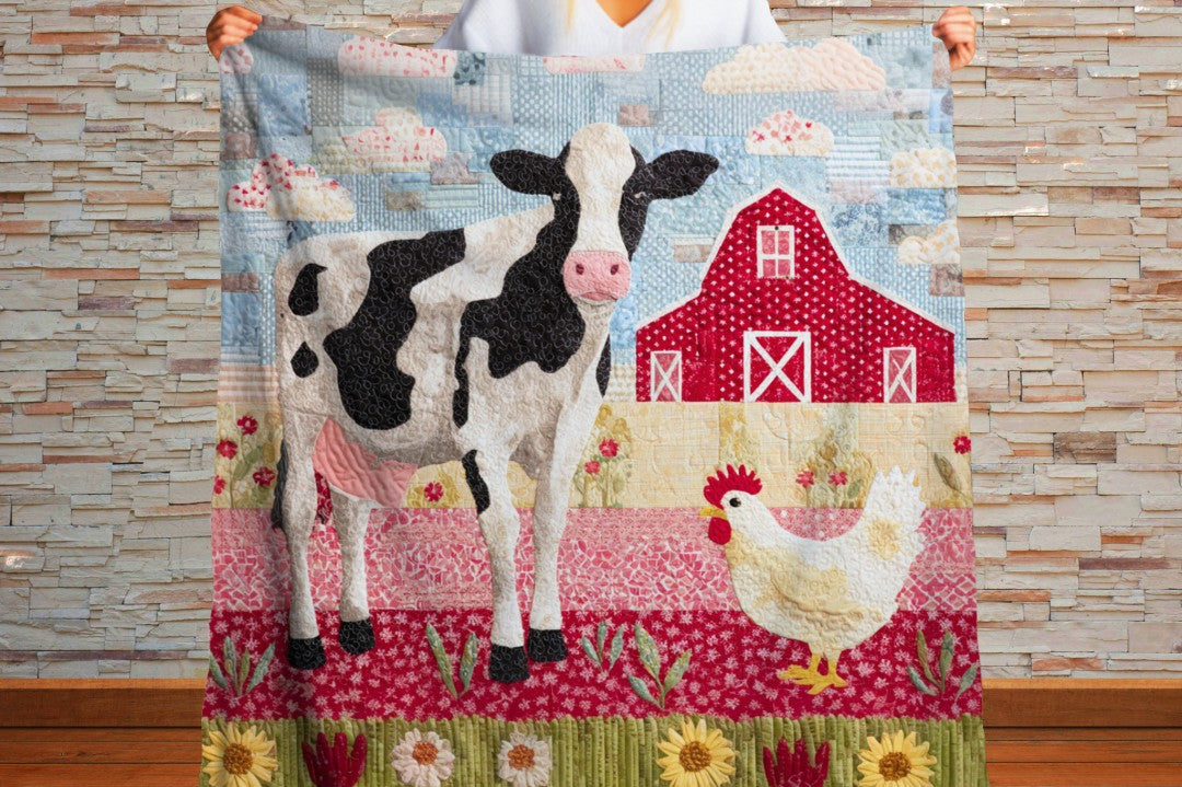 Farm Cow Sherpa Throw Blanket Barn Farmhouse theme Decor