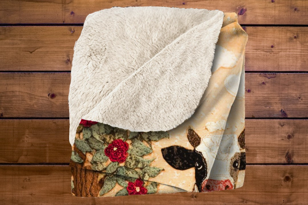 Farm Cow Sherpa Throw Blanket Barn Farmhouse theme Decor
