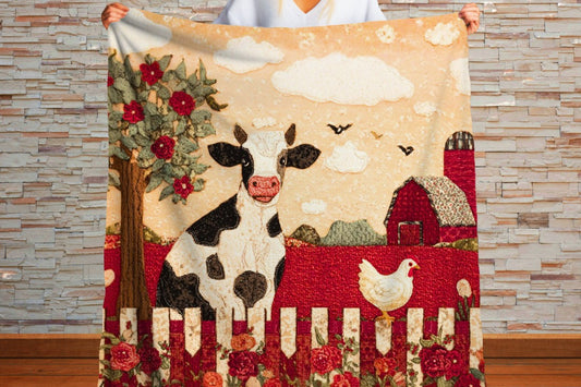 Farm Cow Sherpa Throw Blanket Barn Farmhouse theme Decor