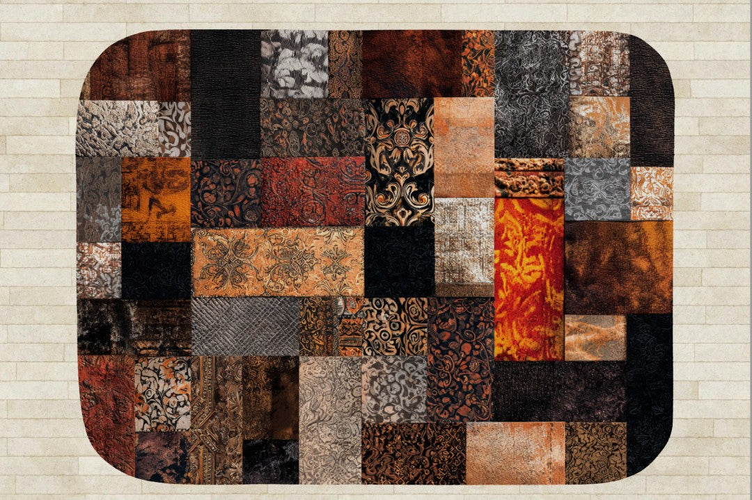 Safari Patchwork Sherpa Throw Blanket Earth Tones