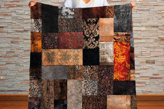 Safari Patchwork Sherpa Throw Blanket Earth Tones