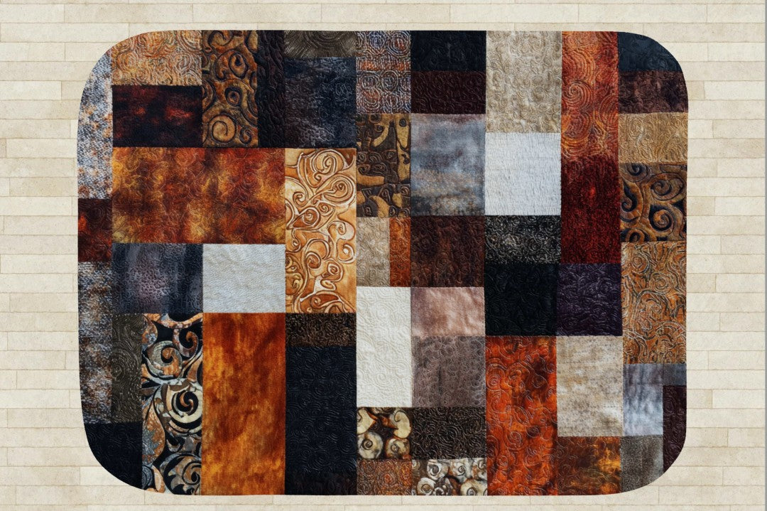 Patchwork Sherpa Throw Blanket Rustic Earth Tone Abstract Design