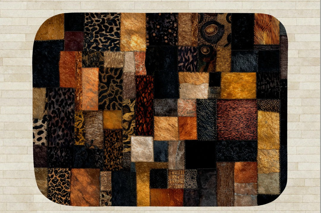 Safari Patchwork Sherpa Throw Blanket Earth Tones