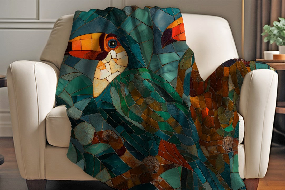 Tropical Bird Sherpa Throw Blanket Mosaic Nature Art