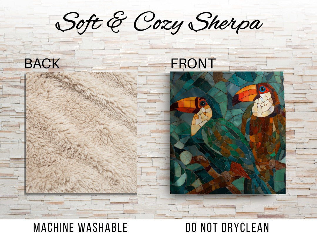 Tropical Bird Sherpa Throw Blanket Mosaic Nature Art