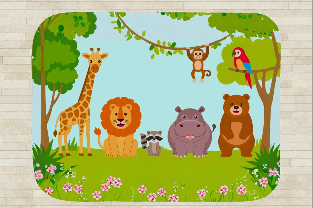 Cute Jungle Animal Sherpa Throw Blanket Kids Nursery Decor