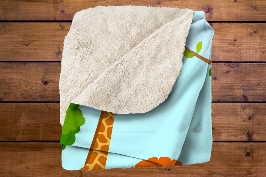 Cute Jungle Animal Sherpa Throw Blanket Kids Nursery Decor