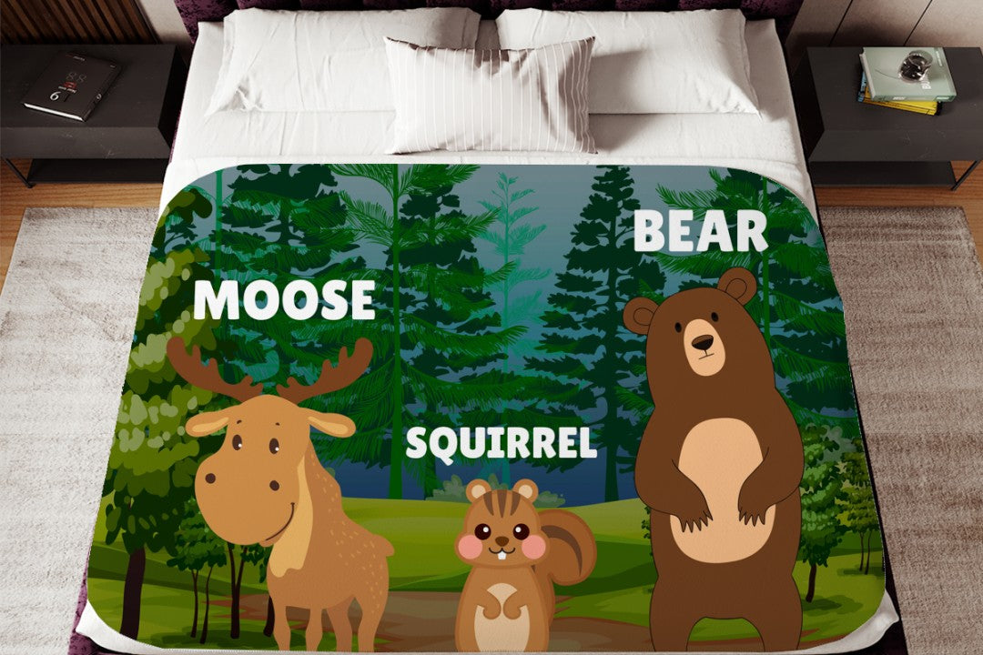 Woodland Animals Sherpa Throw Blanket Kids Nursery Decor
