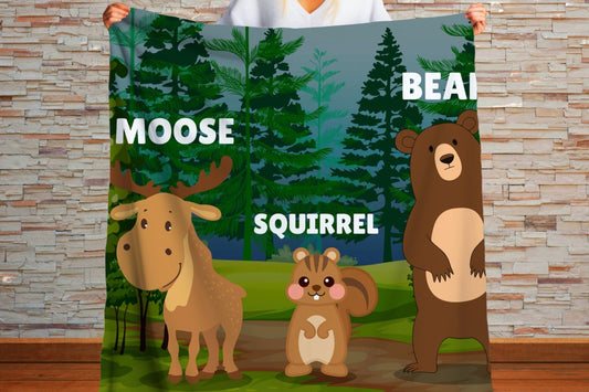 Woodland Animals Sherpa Throw Blanket Kids Nursery Decor