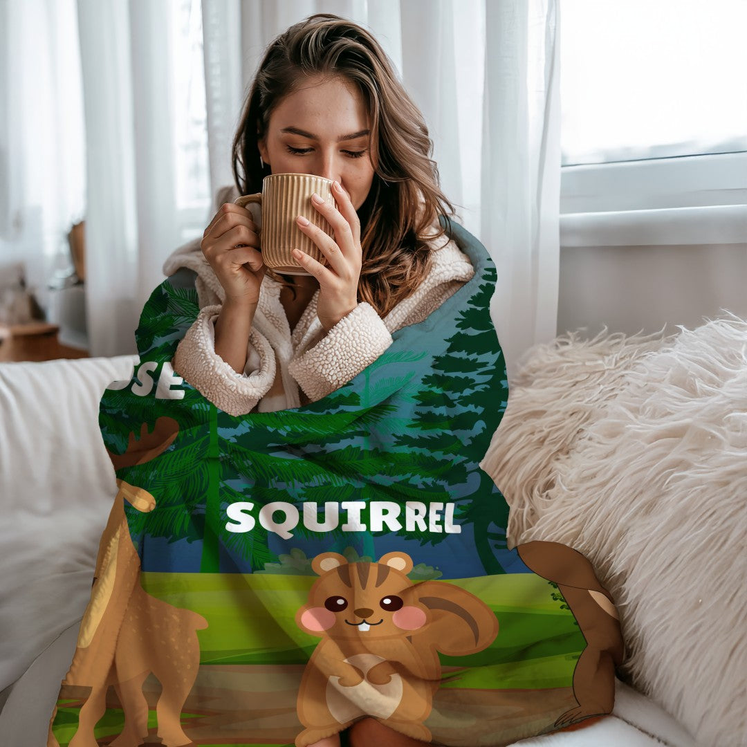 Woodland Animals Sherpa Throw Blanket Kids Nursery Decor