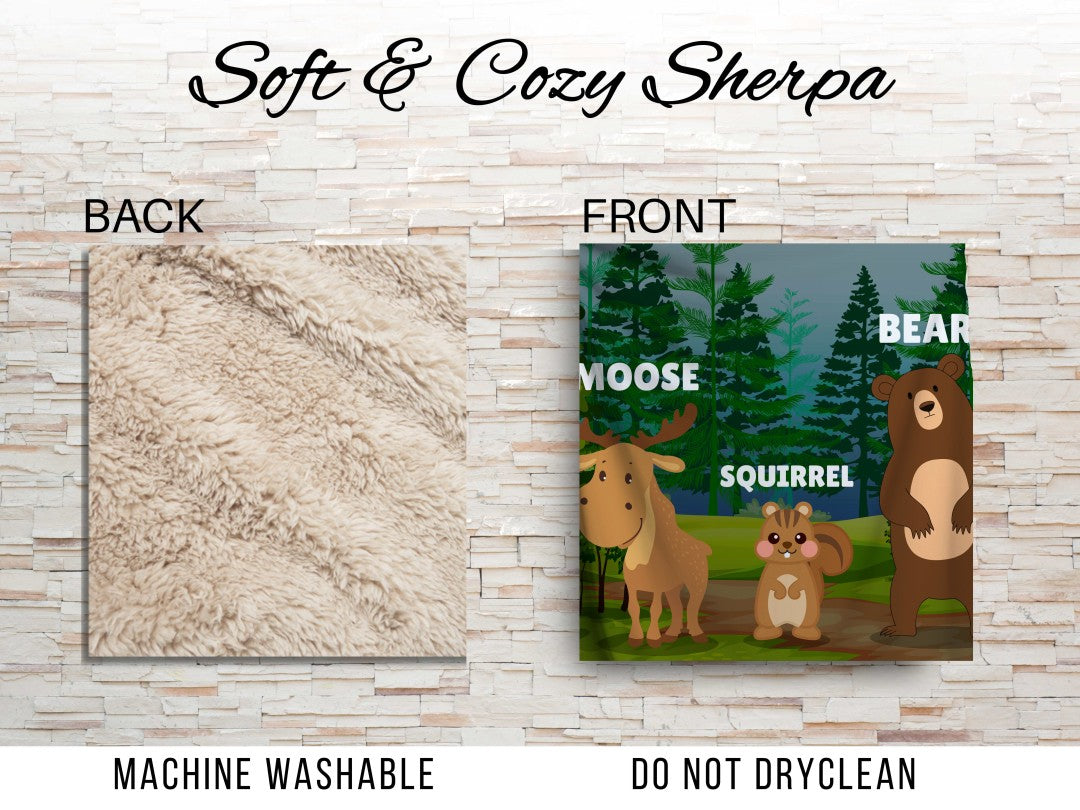 Woodland Animals Sherpa Throw Blanket Kids Nursery Decor