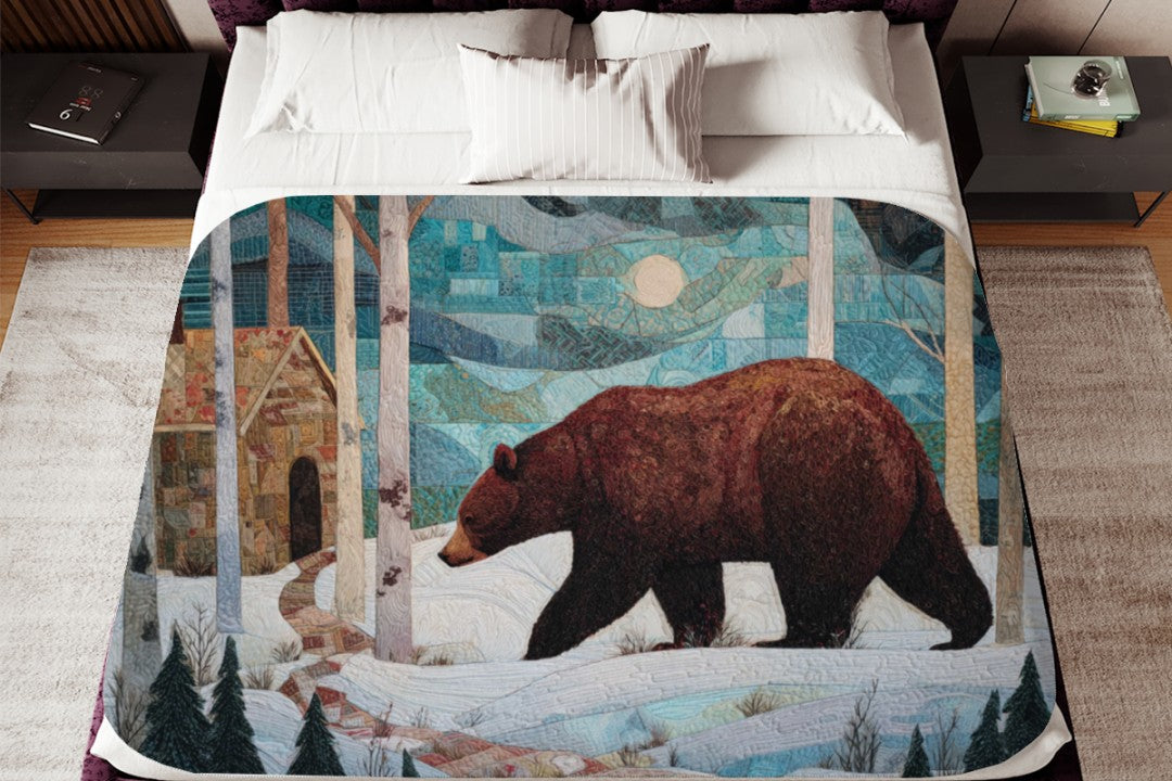 Winter Bear Sherpa Throw Blanket Woodland Cabin Decor