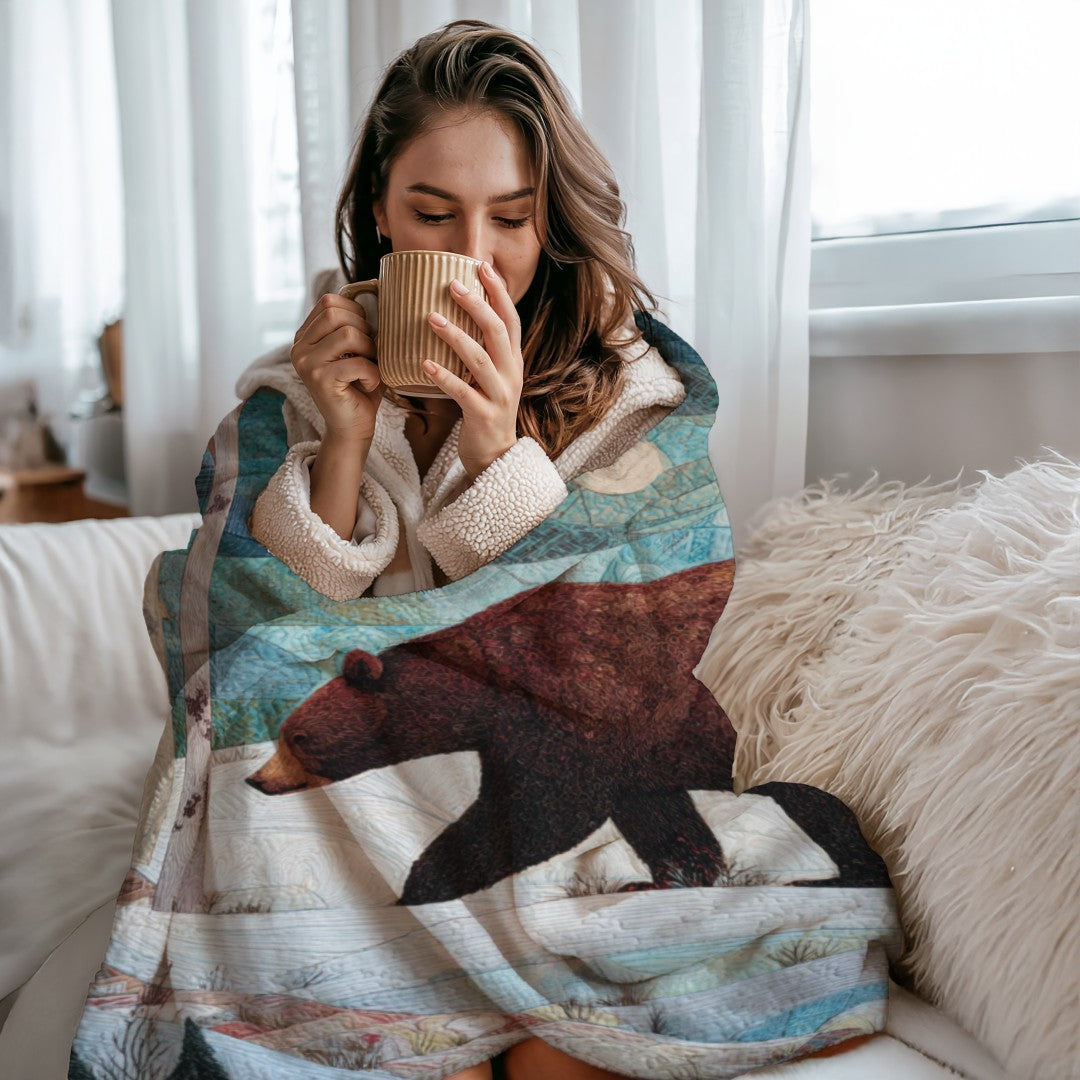 Winter Bear Sherpa Throw Blanket Woodland Cabin Decor