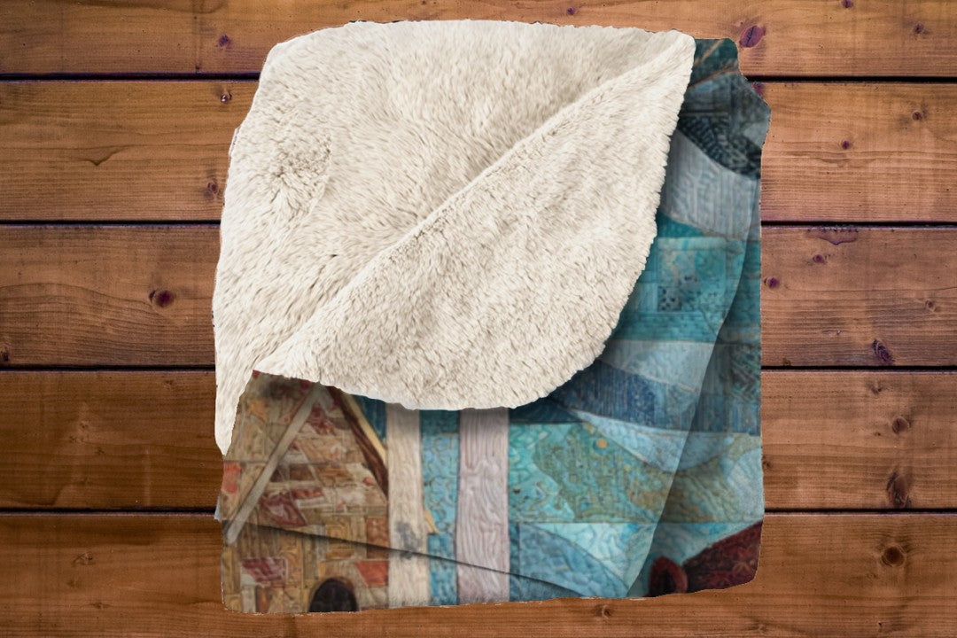 Winter Bear Sherpa Throw Blanket Woodland Cabin Decor