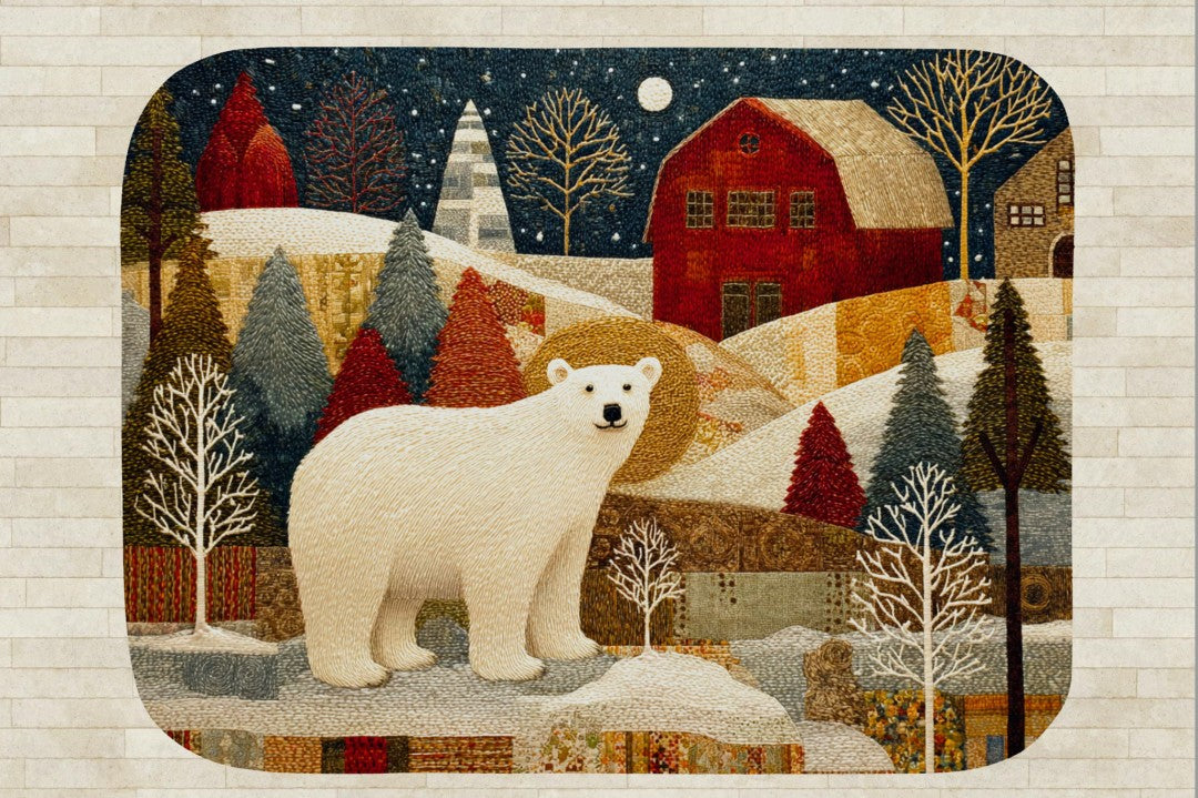 Polar Bear Sherpa Throw Blanket Winter Woodland Decor