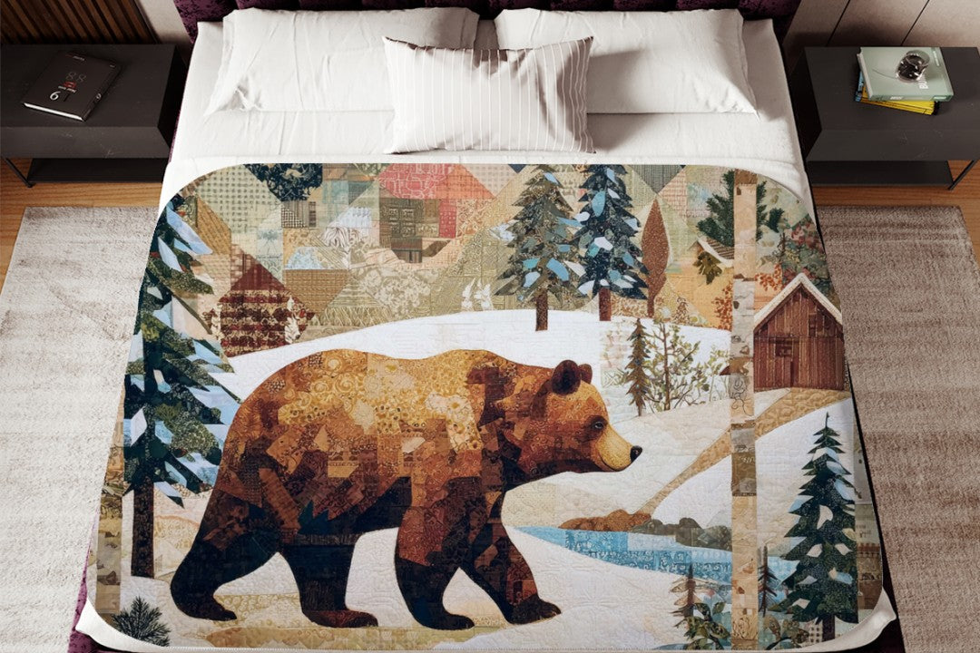 Winter Bear Sherpa Throw Blanket Woodland Cabin Decor