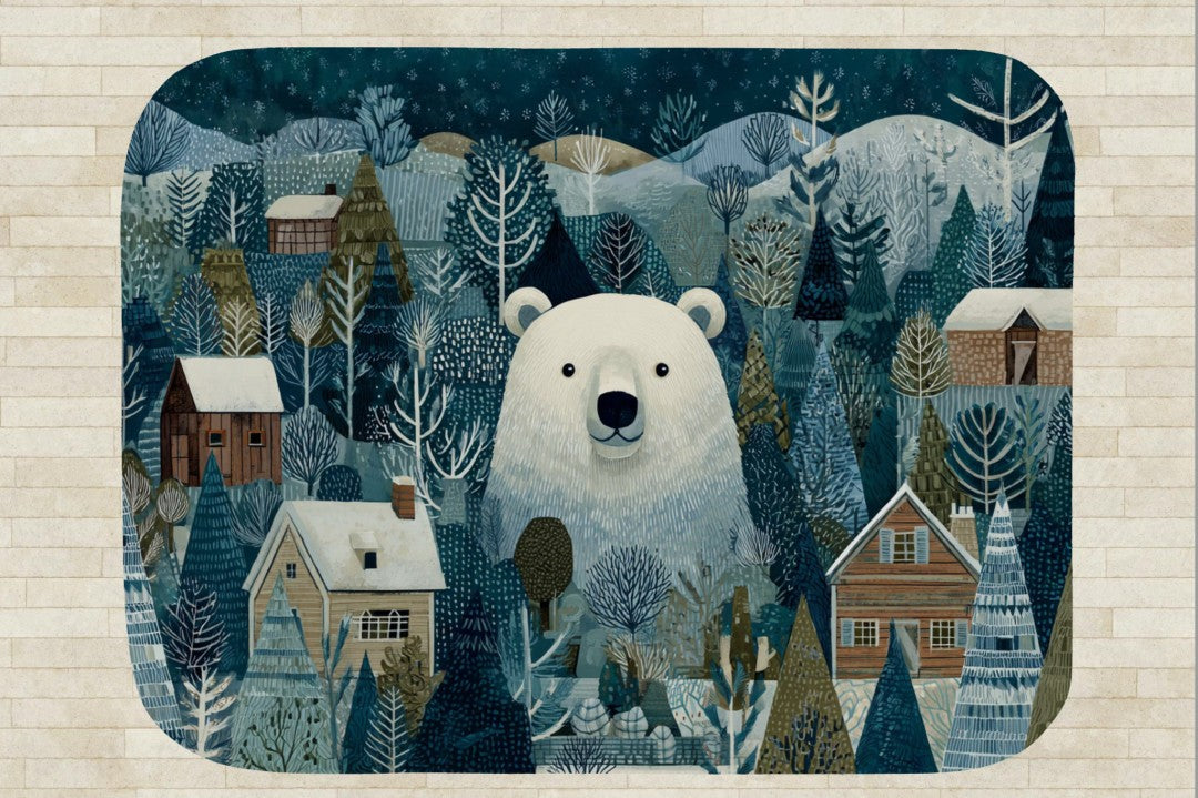 Winter Bear Sherpa Throw Blanket Woodland Cabin Decor