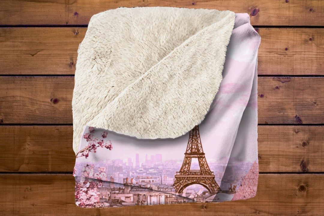 Paris Blush Geometric Sherpa Throw Blanket
