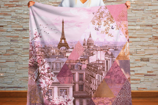 Paris Blush Geometric Sherpa Throw Blanket