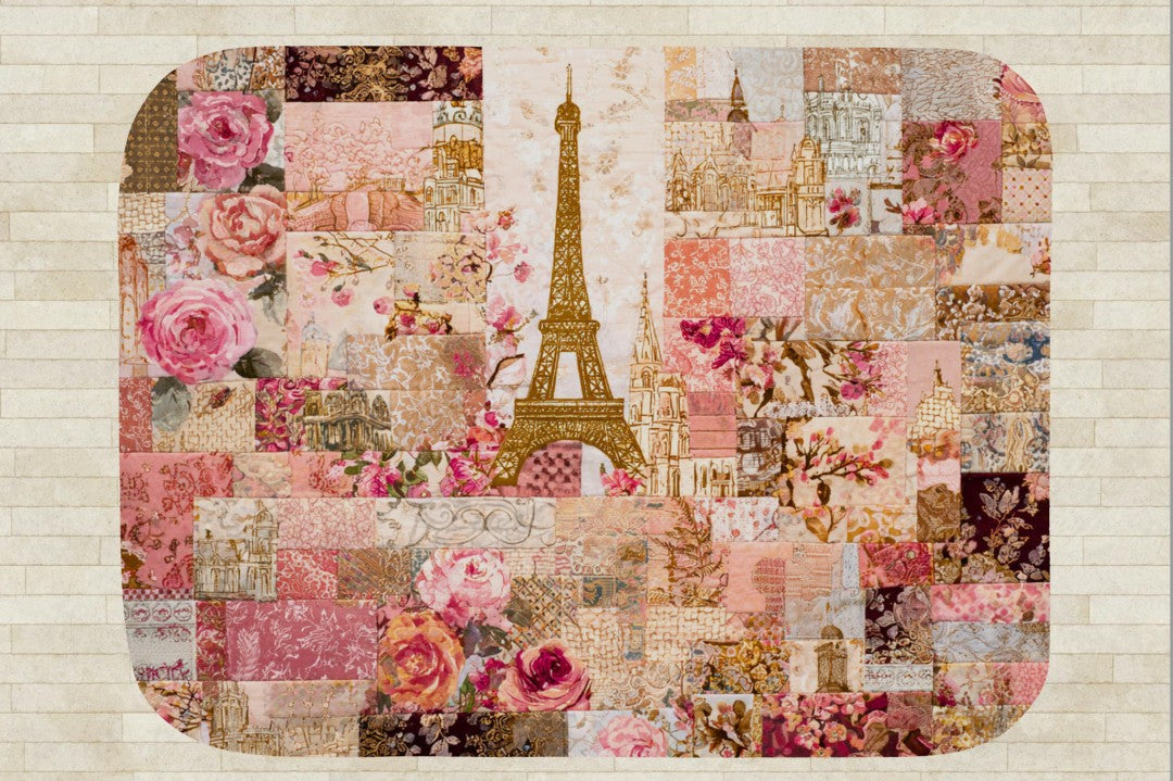 Paris Floral Patchwork Sherpa Throw Blanket