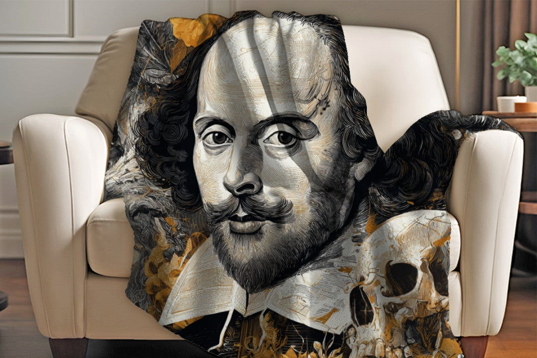William Shakespeare Gothic Collage Sherpa Throw Blanket