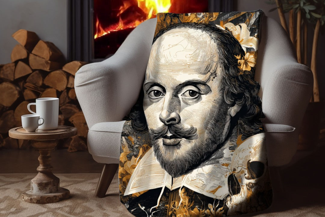 William Shakespeare Gothic Collage Sherpa Throw Blanket