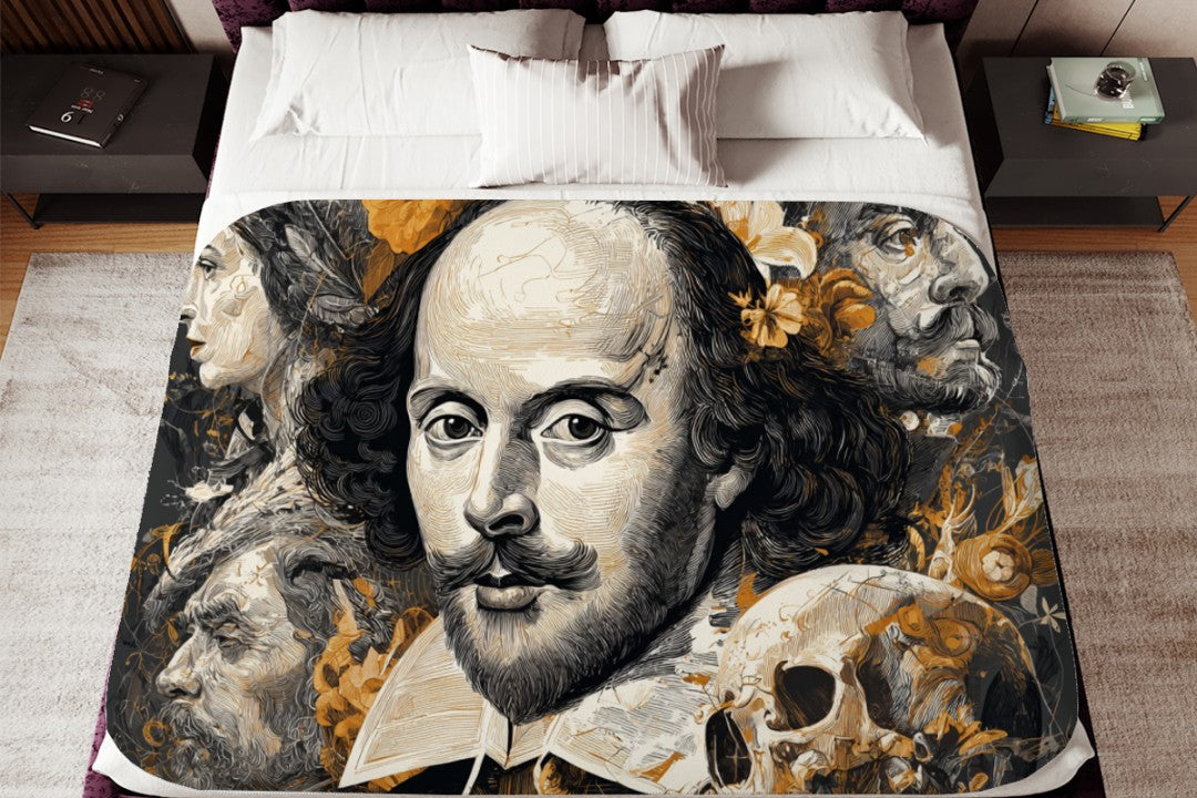 William Shakespeare Gothic Collage Sherpa Throw Blanket
